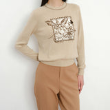 crew neck jacquard sweater