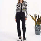 white and black stripes cardigan